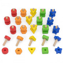 Colourful shape nuts and bolts wooden toy fine motor