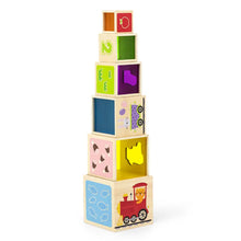 Wooden nesting stacking blocks shape sorter with coloured viewing windows