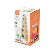 Wooden nesting stacking blocks shape sorter with coloured viewing windows