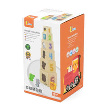 Wooden nesting stacking blocks shape sorter with coloured viewing windows