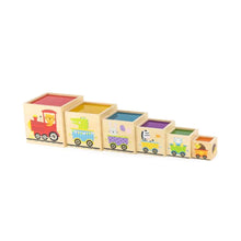 Wooden nesting stacking blocks shape sorter with coloured viewing windows