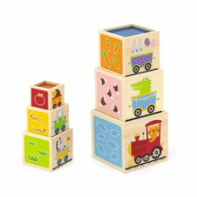 Wooden nesting stacking blocks shape sorter with coloured viewing windows