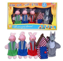 Wooden Finger puppets 3 little pigs - Toddler kids preschool family daycare story telling aids