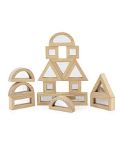large, mirrored building shape blocks
