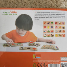 Categorizing wooden puzzle - teach children how to sort things into categories