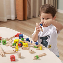 Wooden nuts and bolts construction set