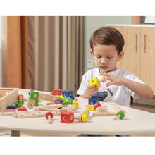 Wooden nuts and bolts construction set