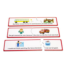 Finish the sentence learning card puzzle