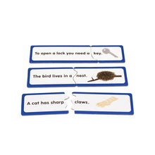 Finish the sentence learning card puzzle