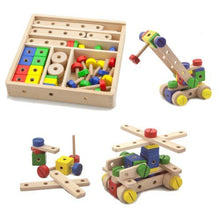 Wooden nuts and bolts construction set
