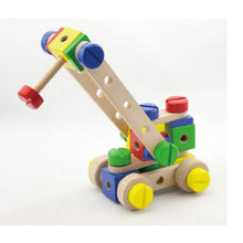 Wooden nuts and bolts construction set
