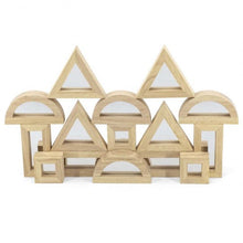 large, mirrored building shape blocks