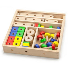 Wooden nuts and bolts construction set