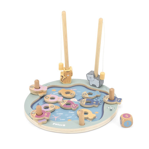 Wooden magnetic fishing game