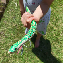Green snake wooden slithering toy