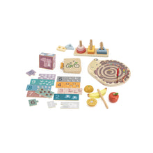 Set of colorful wooden educational toys montessori preschool toddler 