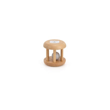 Wooden toy with a ball inside on a white background