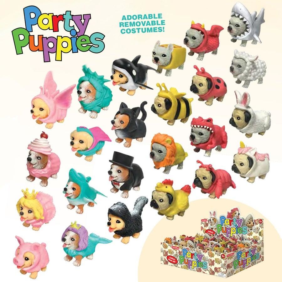 Collection of Party Puppies with various costumes on a white background fidget sensory
