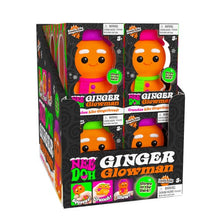 Display box of Ginger Glowman toys with colorful packaging.