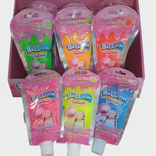 Assorted packages of Balloon Slime with colorful labels on a white background