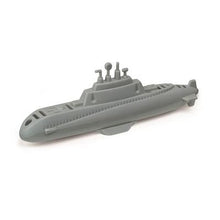 Gray submarine toy on a white background