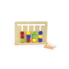 Wooden abacus with colorful beads on a white background
