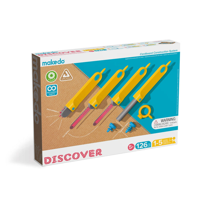 makedo DISCOVER - cardboard toolset for kids - cardboard saw, screwdriver, scrus and more 