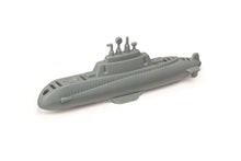 Gray submarine model on a white background