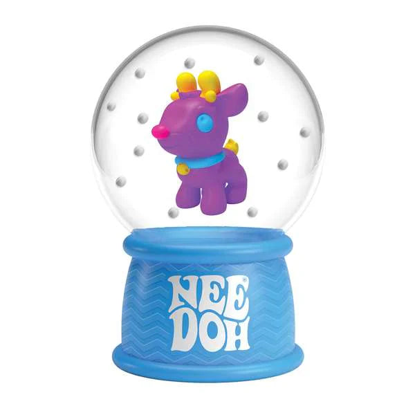 Purple character inside a snow globe with blue base and 'NEEDOH' text on a white background