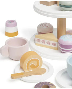 Wood pretend play cakes cups afternoon tea set 