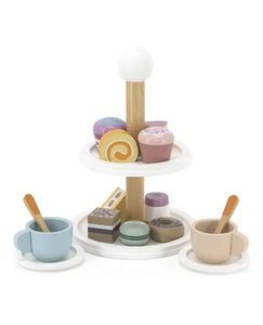 Wood pretend play cakes cups afternoon tea set 