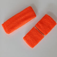 3 piece Fluorescent Headband and wrist guard set - Orange