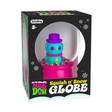 Schylling Nee Doh Squish n' Snow Globe packaging with a snowman figure inside.
