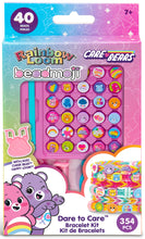 Packaging of Rainbow Loom Care Bears beadmoji bracelet kit with colorful design and character illustrations.
