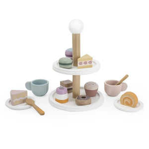 Wood pretend play cakes cups afternoon tea set 