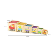 Wooden nesting stacking blocks shape sorter with coloured viewing windows
