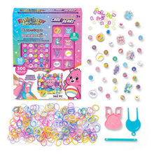 Rainbow Loom Care Bears bracelet making kit with colorful rubber bands, tools, and packaging.