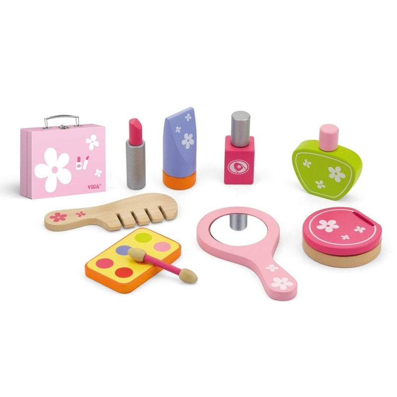 Wooden beauty set with carry case