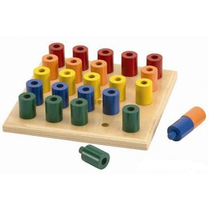 Wooden stacking peg board different colour stacking pegs fine motor 