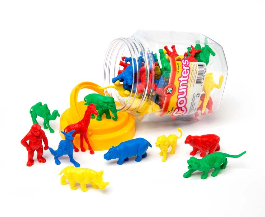 Wild animal themed counters for math counting sorting colour recognition and shape sorting