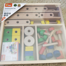 Wooden nuts and bolts construction set