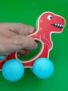 Wooden Dinosaur handle wheelie