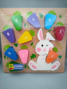 Wooden Bunny and Carrot Number counting puzzle