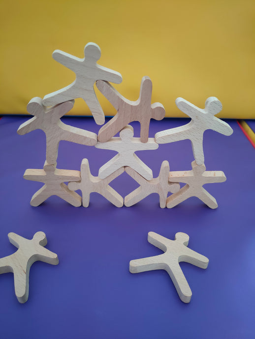 Wooden Balance people Acrobats - set of 10