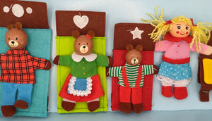 Wooden Finger puppets Goldilocks - Toddler kids preschool family daycare story telling aids