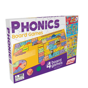 Set of 4 Phonics board games  Make new words by changing letters. Topics include: Beginning Sounds, Middle Sounds, Digraph Middle Sounds and Final Sounds.