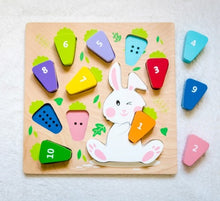 Wooden Bunny and Carrot Number counting puzzle