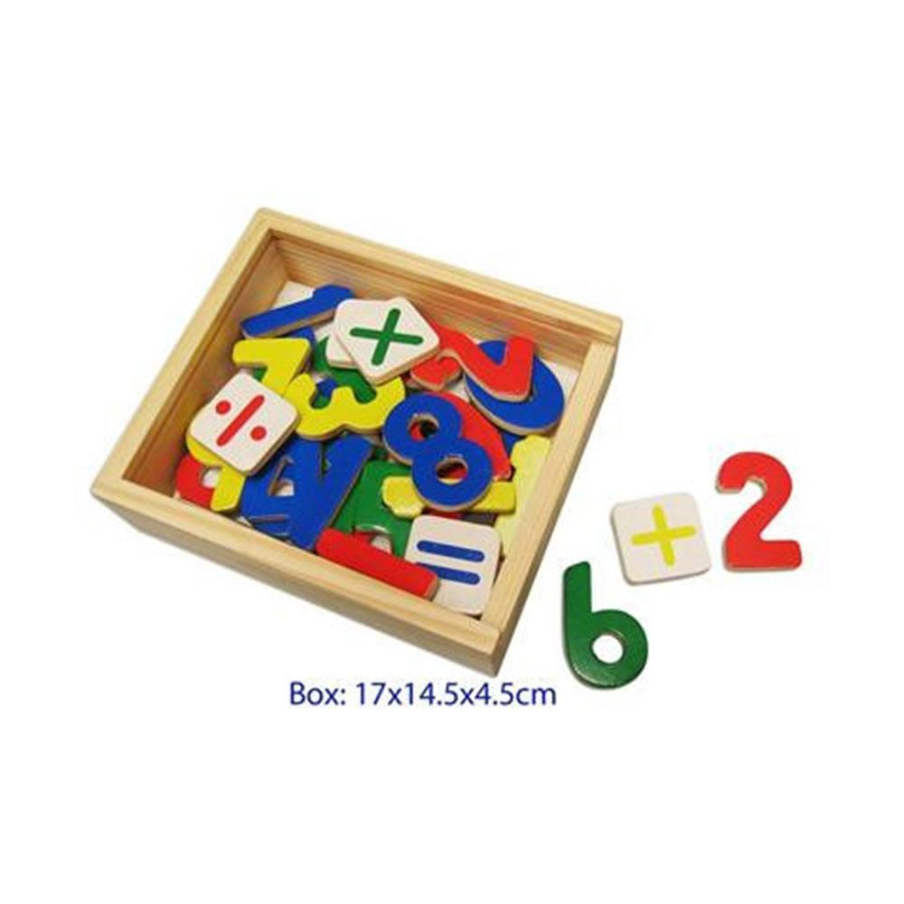 Wooden magnetic numbers and math symbols
