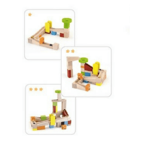 Different designs for wooden marble run