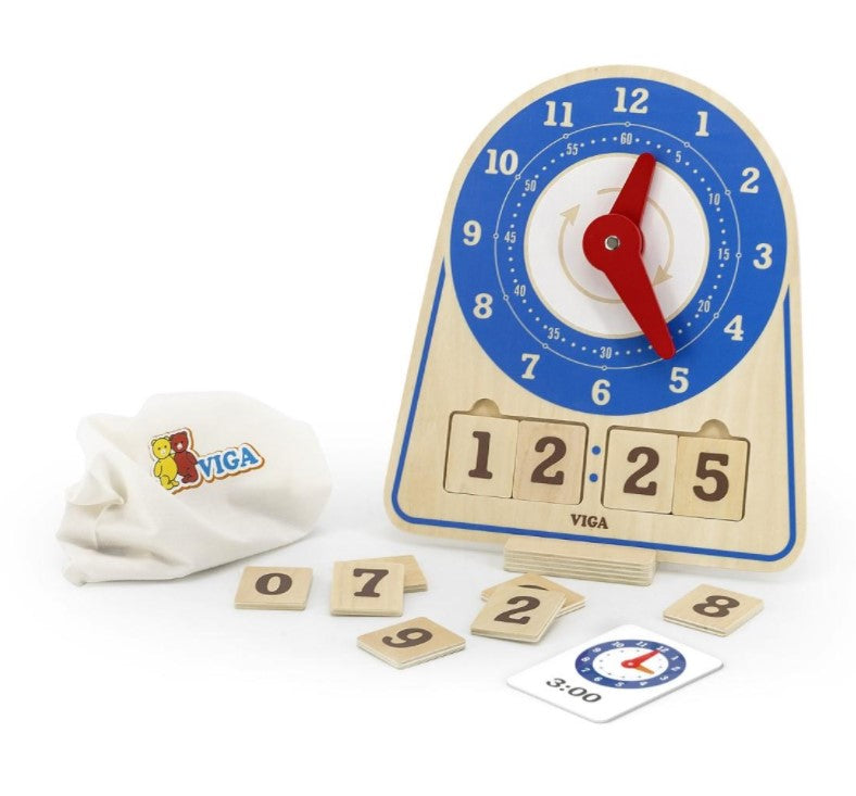 wooden learning clock for kids